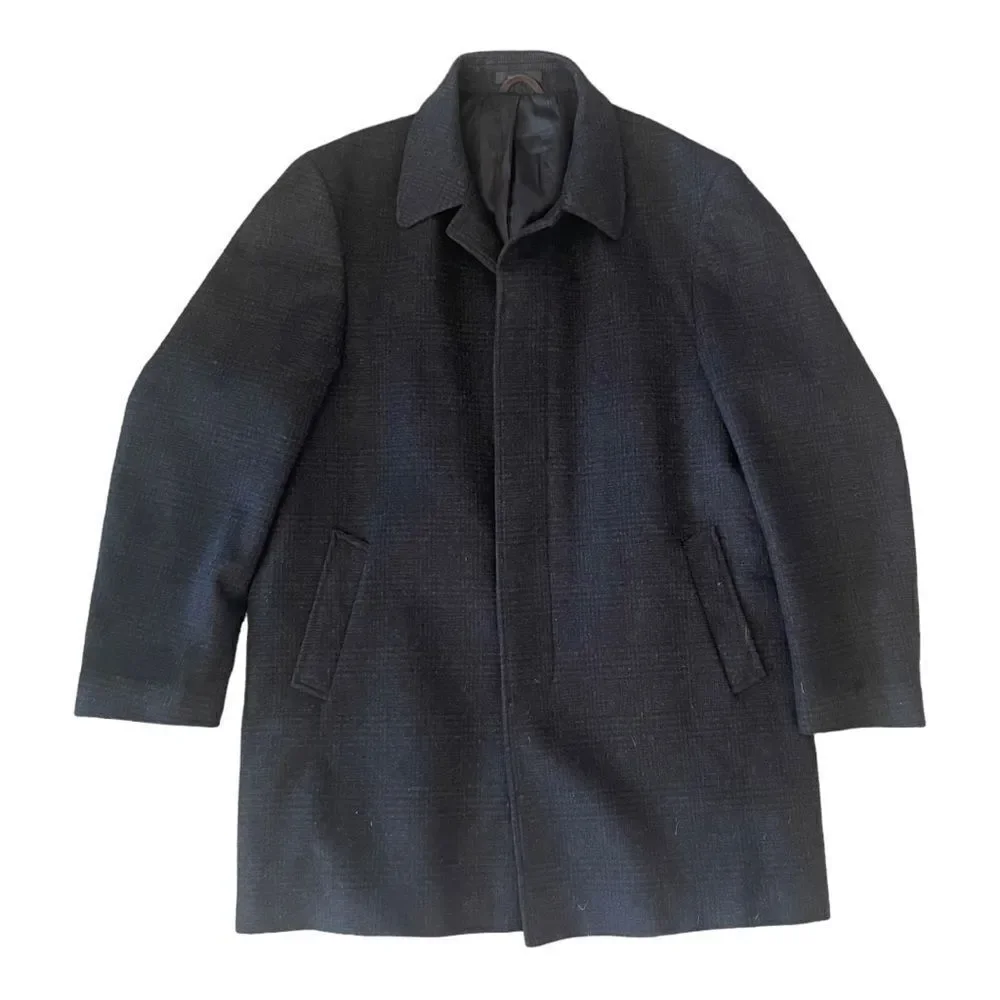 Lauren Ralph Lauren Size 46L Jacket Men's Black Cashmere Wool Overcoat LRL Coat